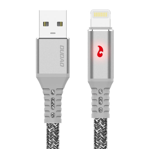 Кабел Dudao USB към Lightning 1M 3A с LED подсветка сив