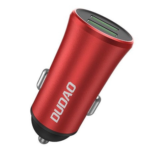 Зарядно устройство за кола Dudao с 2 порта, 3.4A, червен