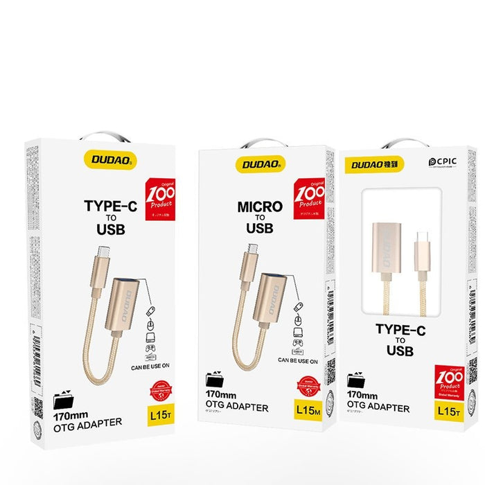 Адаптер Dudao USB Micro 2.0 златист
