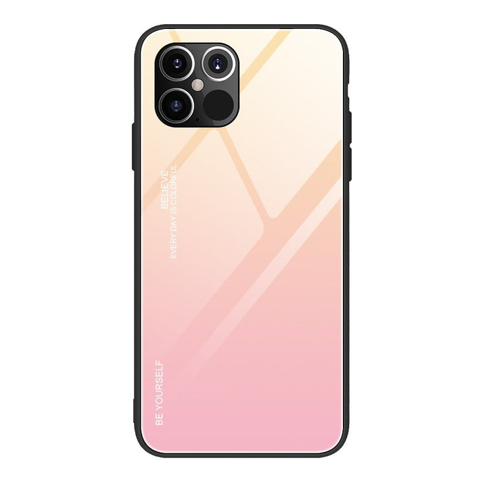 Калъф за телефон Gradient Glass Durable Cover за iPhone 12 Pro Max, розов