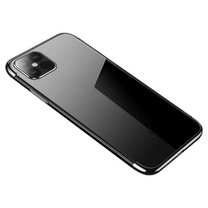 Калъф за телефон Clear Color Gel TPU Electroplating за iPhone 12 mini, черен