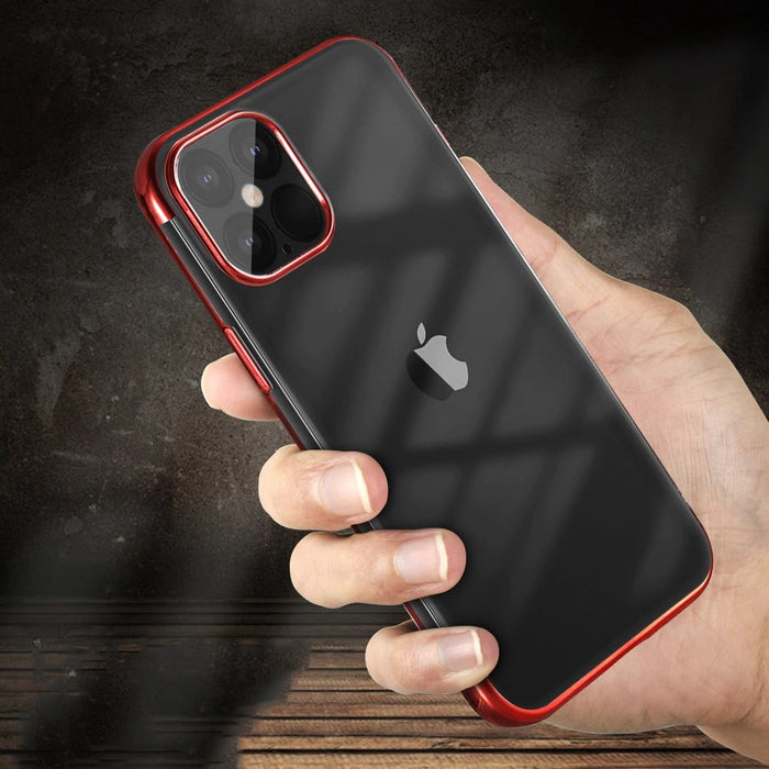 Калъф за телефон Clear Color Gel TPU Electroplating за iPhone 12 Pro Max, черен