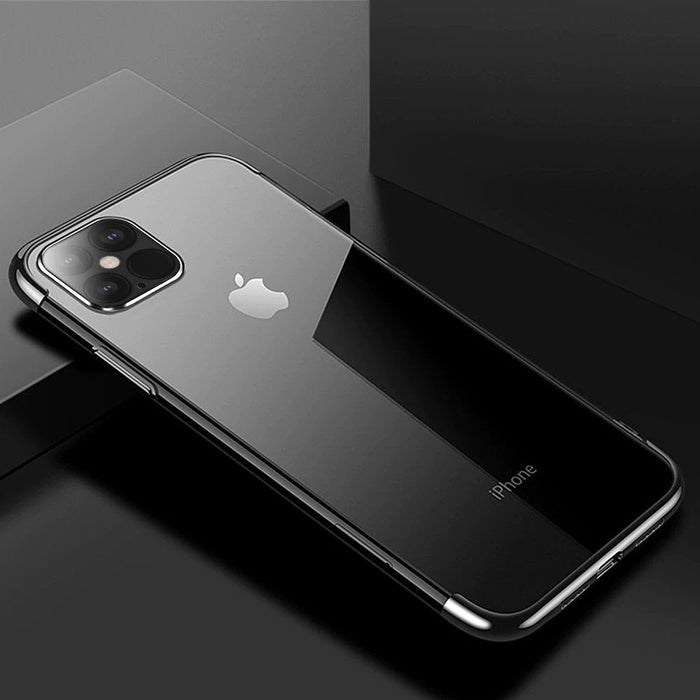 Калъф за телефон Clear Color Gel TPU Electroplating за iPhone 12 Pro Max, черен