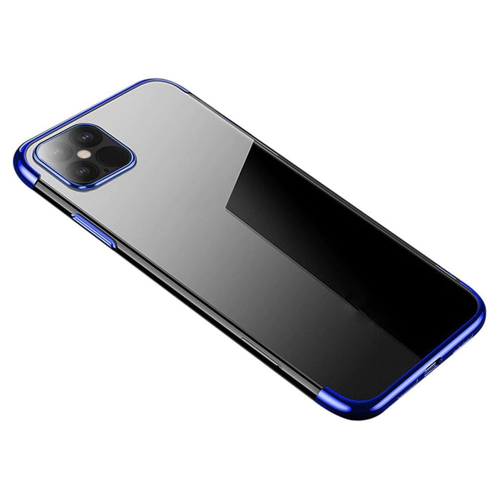 Калъф за телефон Clear Color Gel TPU Electroplating за iPhone 12 Pro Max, син