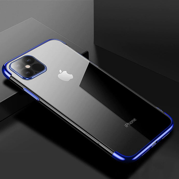 Калъф за телефон Clear Color Gel TPU Electroplating за iPhone 12 Pro Max, син