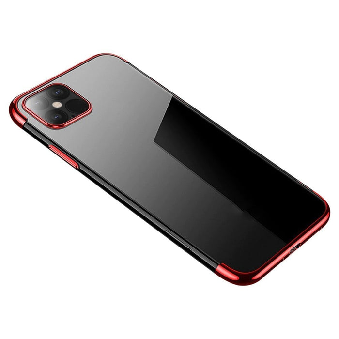 Калъф за телефон Clear Color Gel TPU Electroplating за iPhone 12 Pro Max, червен