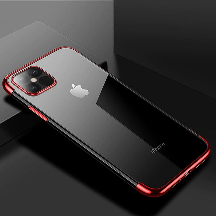 Калъф за телефон Clear Color Gel TPU Electroplating за iPhone 12 Pro Max, червен