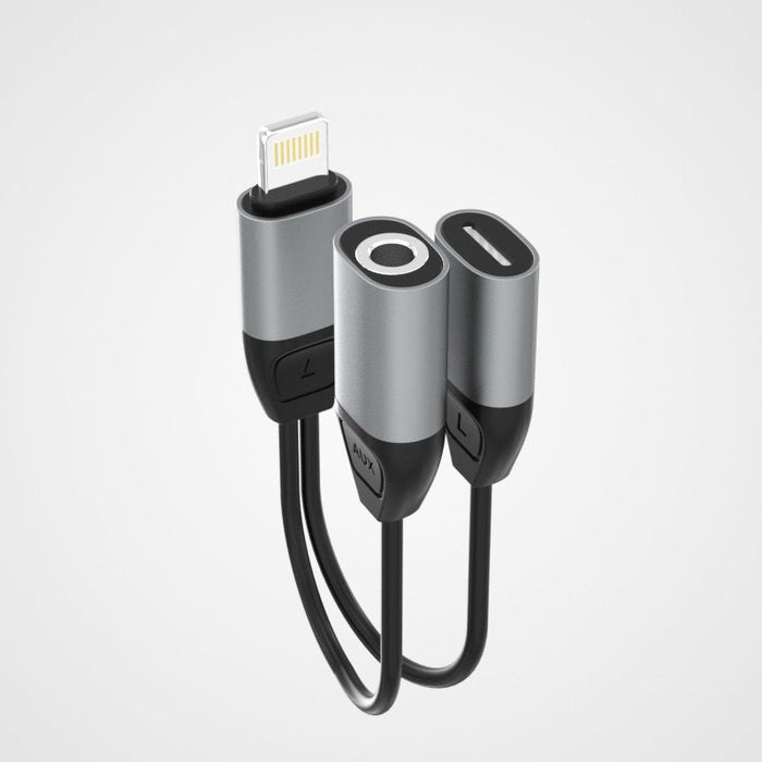 Аудио адаптер Dudao Lightning - 3.5 mm L17i + Сив