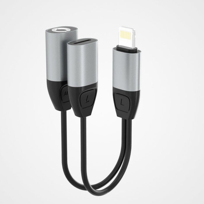 Аудио адаптер Dudao Lightning - 3.5 mm L17i + Сив