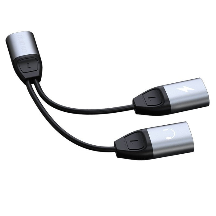 Адаптер за слушалки от Lightning към 2 x Dudao L17i Сив
