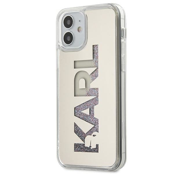 Предпазен калъф Karl Lagerfeld Liquid Glitter Multi Mirror, За Apple iPhone 12 mini, Сребрист