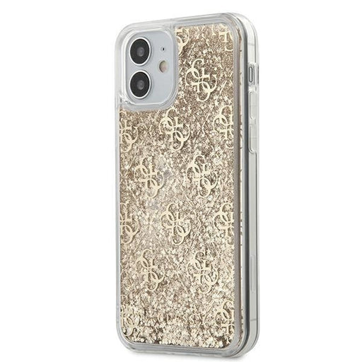 Калъф Guess 4G Liquid Glitter за Apple iPhone 12 mini Gold