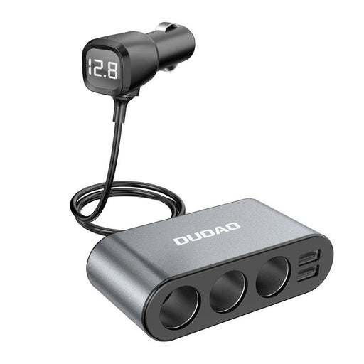 Зарядно за кола Dudao 2x USB разклонител с 3 запалки черен