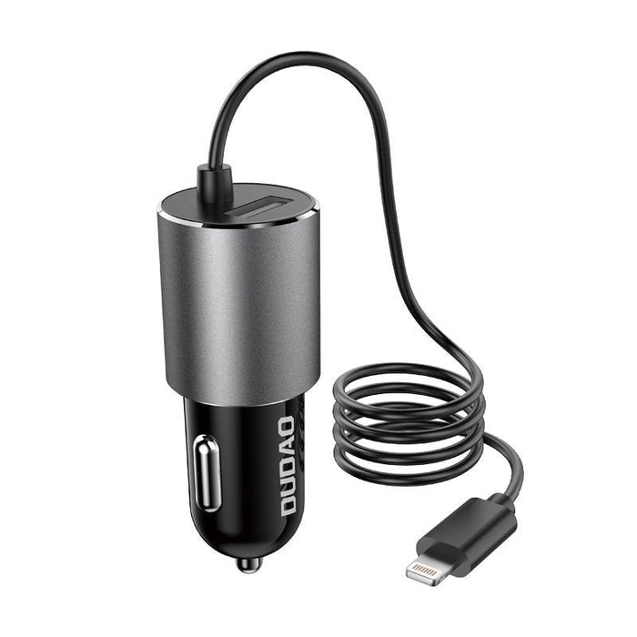 Зарядно за кола Dudao USB с Lightning кабел 3.4A черен