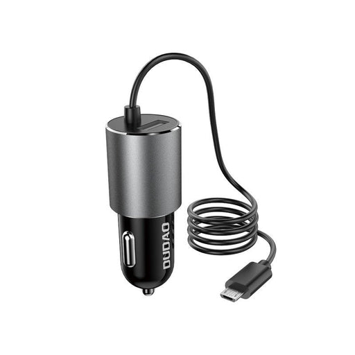 Зарядно за кола Dudao USB с вграден USB - C кабел 3.4A черен
