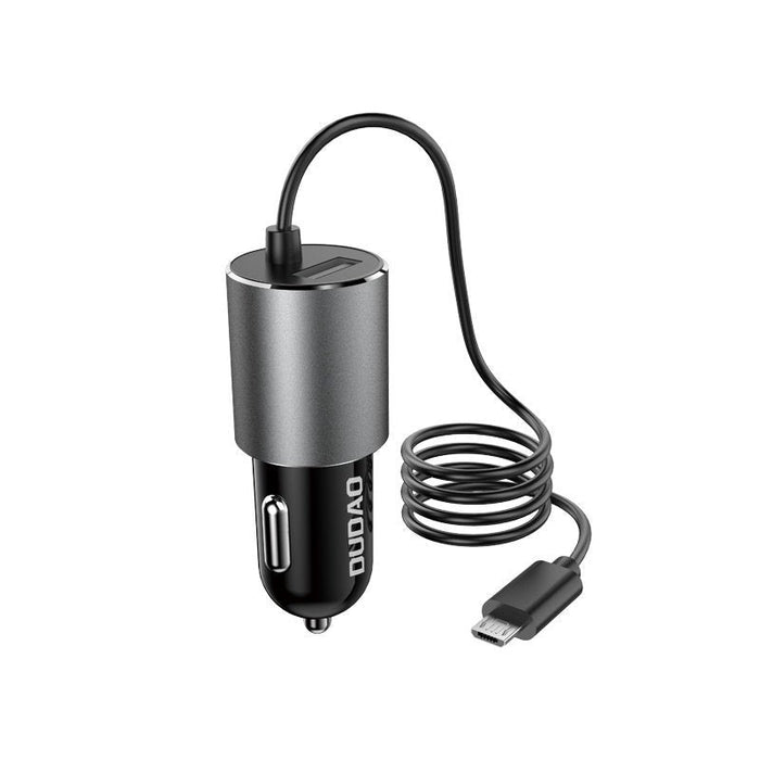 Зарядно за кола Dudao, USB с вграден USB-C кабел, 3.4A, черен