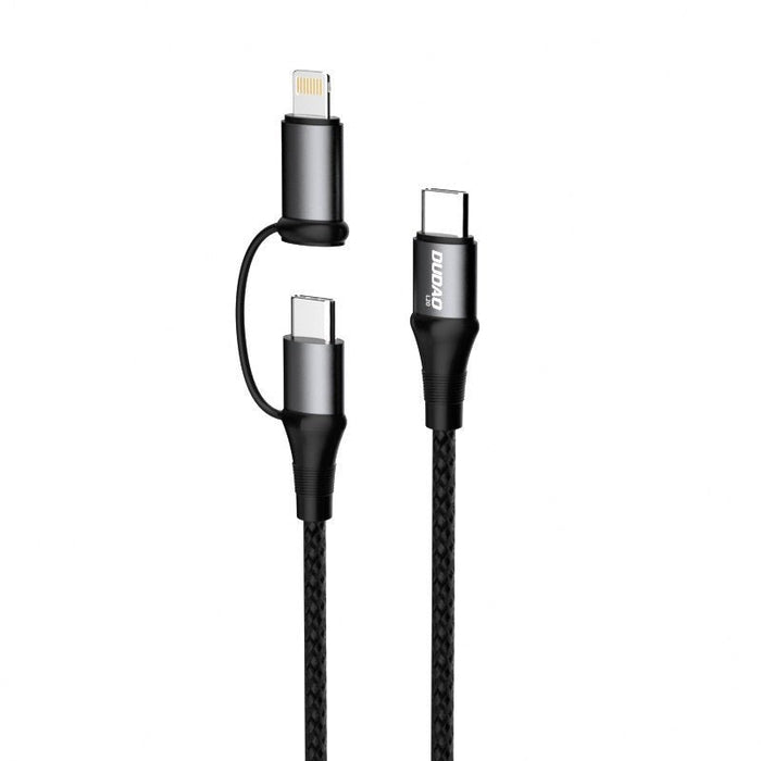 Кабел Dudao 2в1 USB - C PD към 60W и Lightning 18 W 1m сив