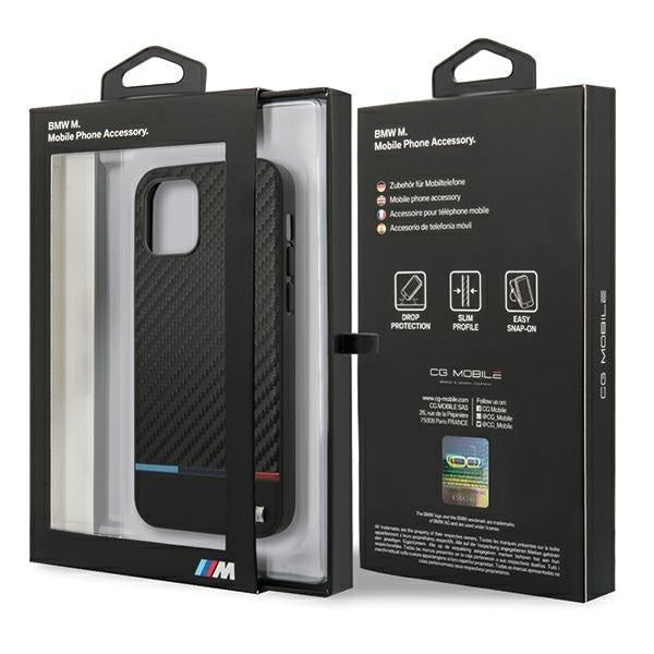 Калъф BMW BMHCP12SPUCARTCBK Carbon Tricolor Line за iPhone 12 Mini Black