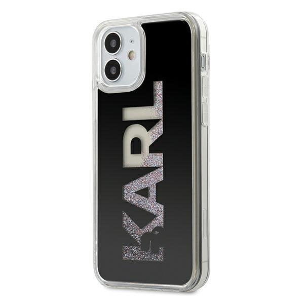 Калъф за телефон Karl Lagerfeld Karl Logo Glitter за iPhone 12 Мini, черен