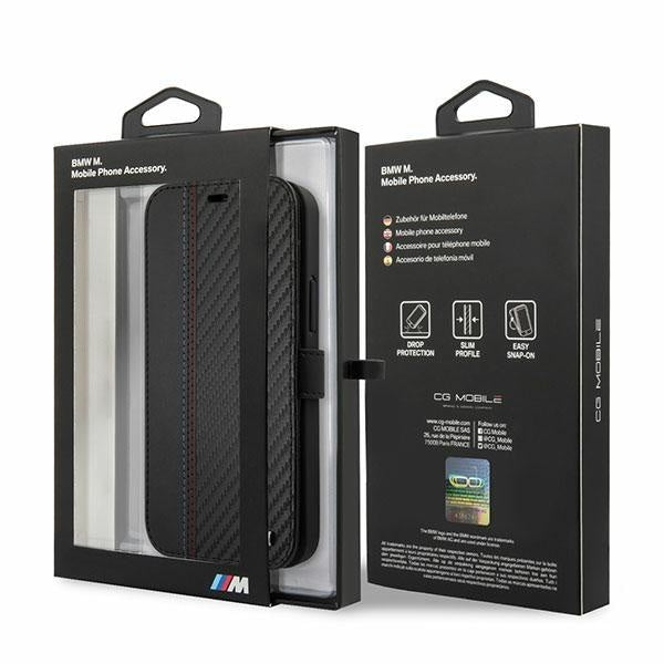 Калъф за телефон BMW M Collection PU Carbon Stripe калъф за iPhone 12 Mini, черен