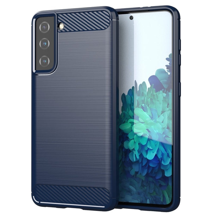 Калъф за телефон Carbon Flexible Cover TPU за Samsung Galaxy S21 5G, син
