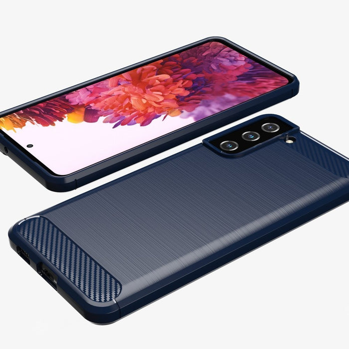 Калъф за телефон Carbon Flexible Cover TPU за Samsung Galaxy S21 Plus 5G, син