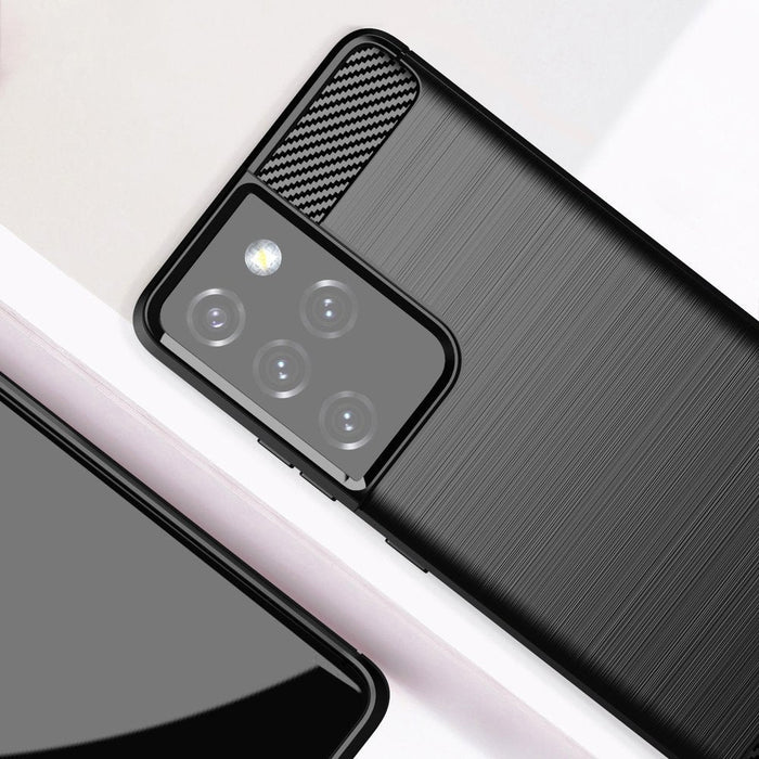 Калъф за телефон Carbon Flexible Cover TPU за Samsung Galaxy S21 Ultra 5G, черен
