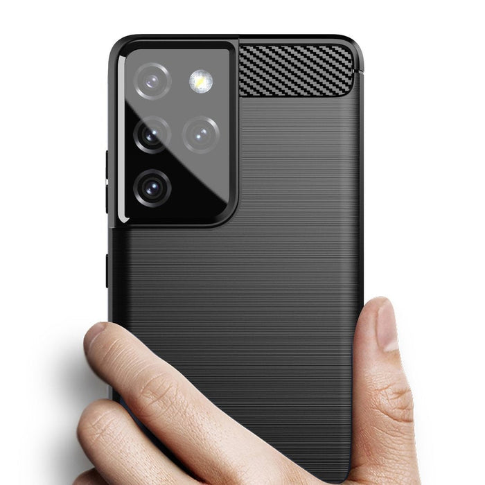 Калъф за телефон Carbon Flexible Cover TPU за Samsung Galaxy S21 Ultra 5G, черен