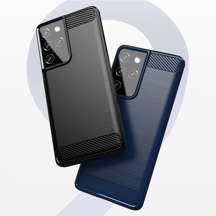 Калъф за телефон Carbon Flexible Cover TPU за Samsung Galaxy S21 Ultra 5G, син