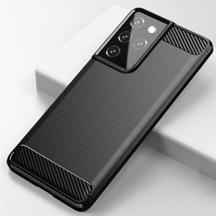 Калъф за телефон Carbon Flexible Cover TPU за Samsung Galaxy S21 Ultra 5G, син