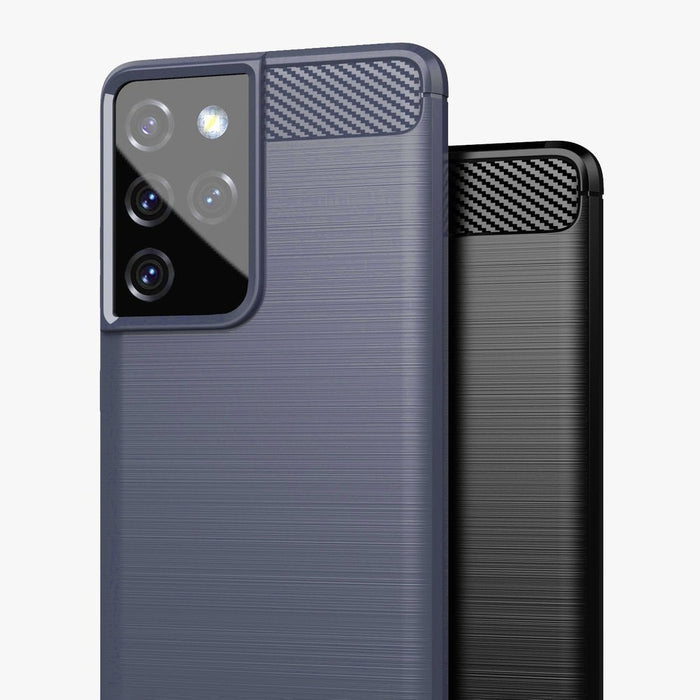 Калъф за телефон Carbon Flexible Cover TPU за Samsung Galaxy S21 Ultra 5G, син