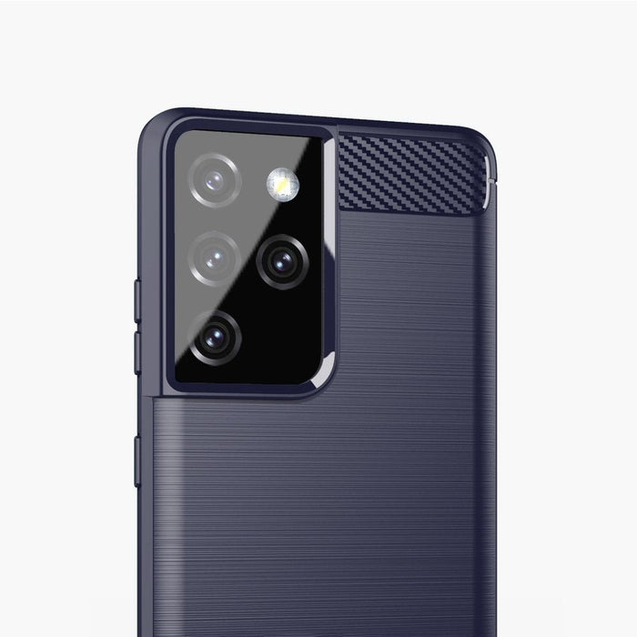 Калъф за телефон Carbon Flexible Cover TPU за Samsung Galaxy S21 Ultra 5G, син