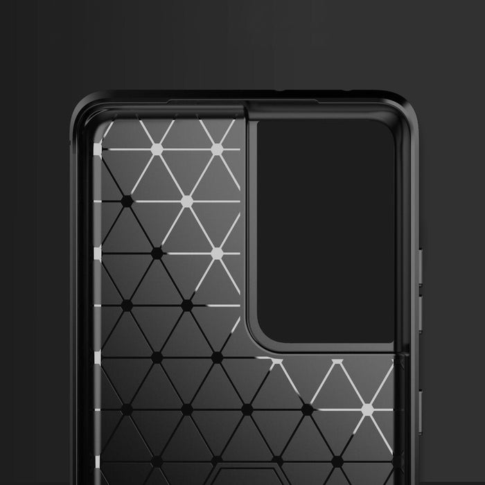 Калъф за телефон Carbon Flexible Cover TPU за Samsung Galaxy S21 Ultra 5G, син