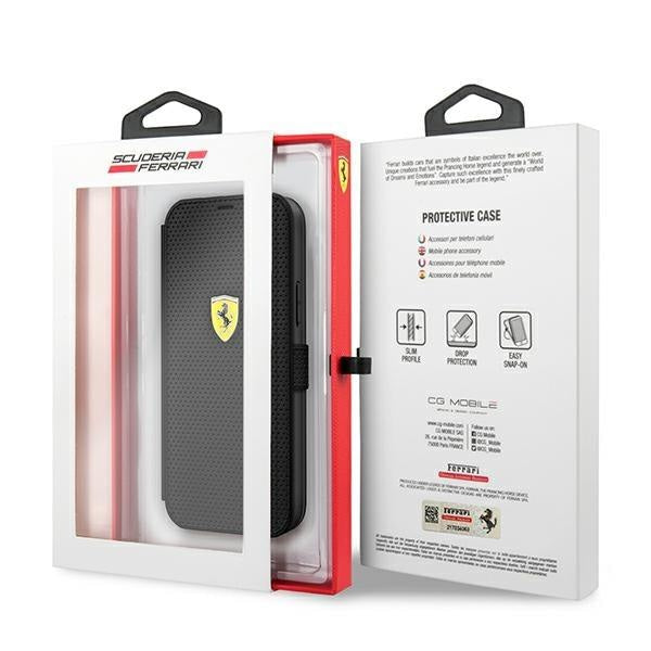 Калъф за телефон Ferrari FESPEFLBKP12SBK On Track Perforated за iPhone 12 mini 5.4", черен