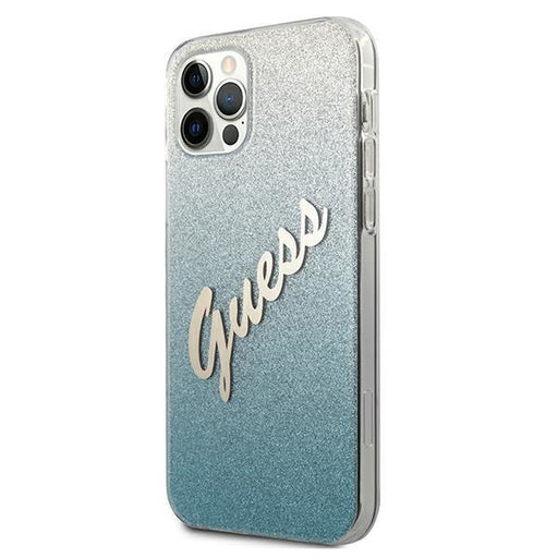 Калъф Guess Glitter Gradient Script за iPhone 12 Pro Max Син