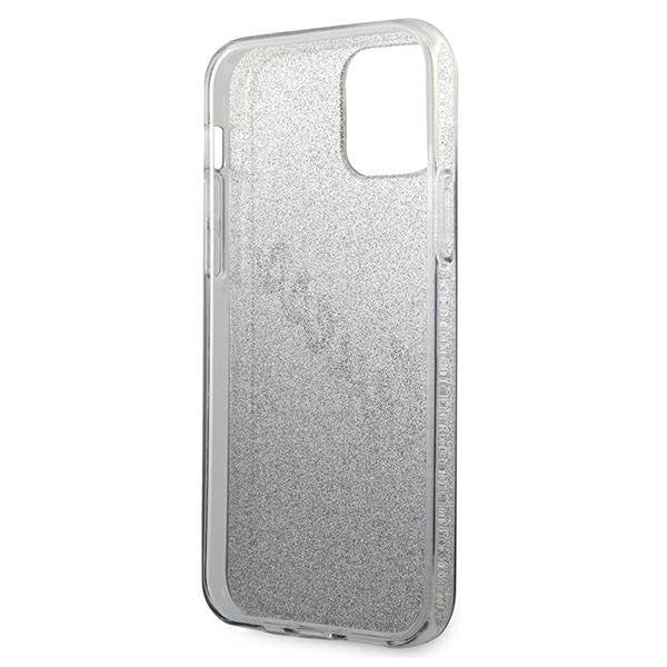 Калъф Guess Glitter Gradient Script за iPhone 12 Сив / Черен