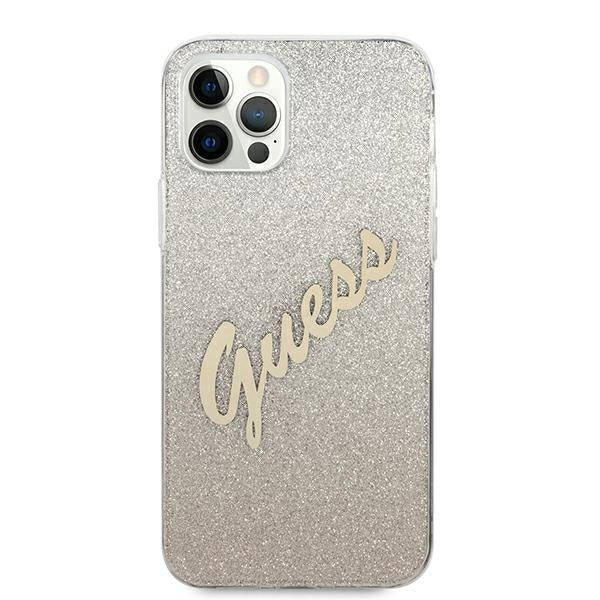 Калъф Guess Glitter Gradient Script за iPhone 12 Златист