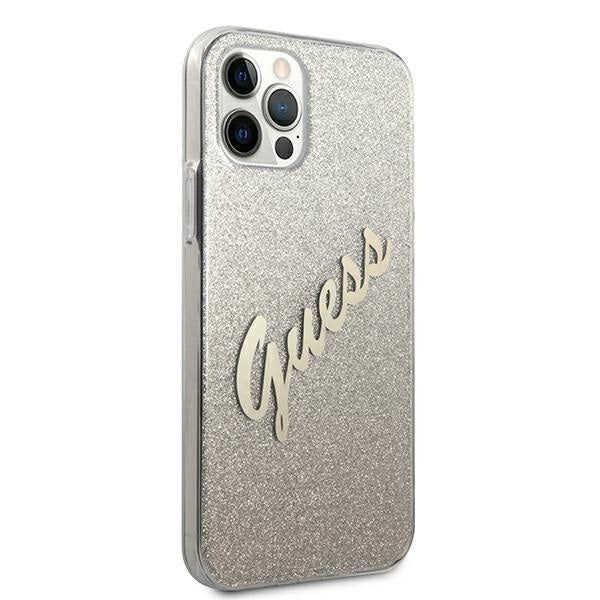 Калъф Guess Glitter Gradient Script за iPhone 12 Златист