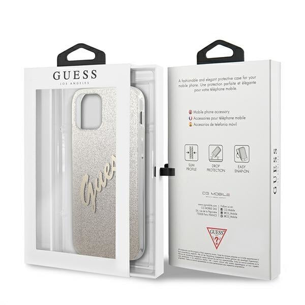 Калъф Guess Glitter Gradient Script за iPhone 12 Златист