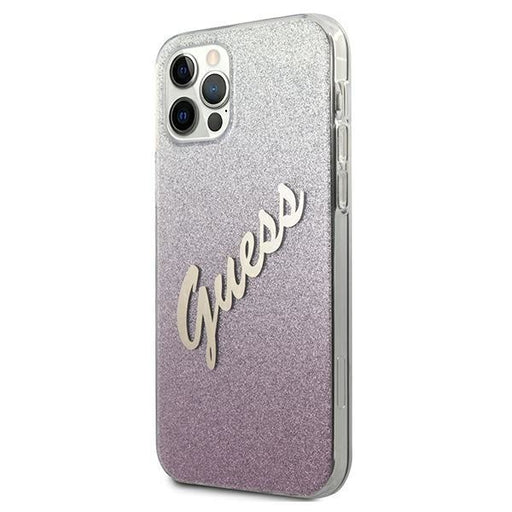 Калъф Guess Glitter Gradient Script за iPhone 12 Розов