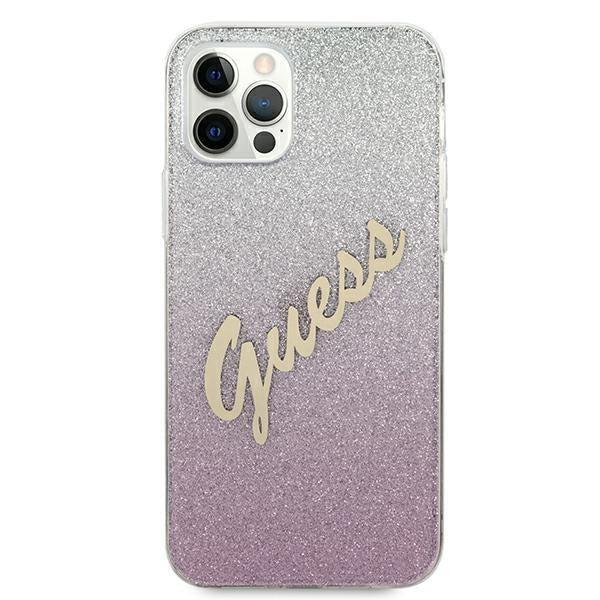 Калъф Guess Glitter Gradient Script за iPhone 12 Розов