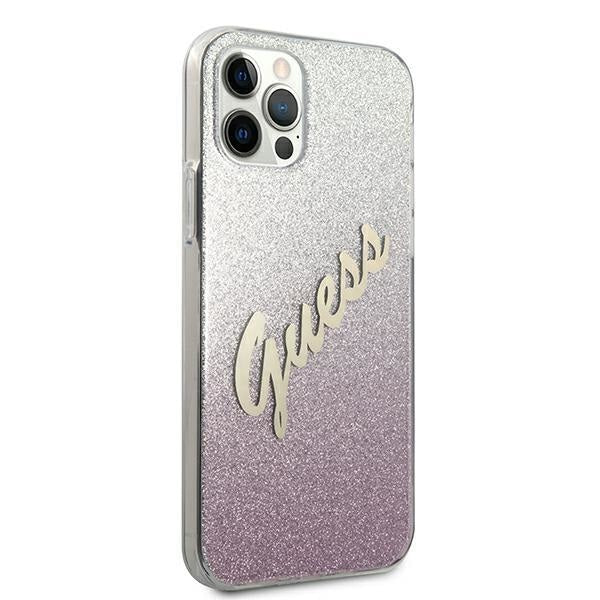 Калъф Guess Glitter Gradient Script за iPhone 12 Розов