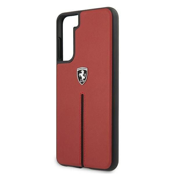 Калъф за телефон Ferrari FEOSIHCS21MRE Off Track Leather Nylon Stripe за Samsung Galaxy S21 Plus, червен