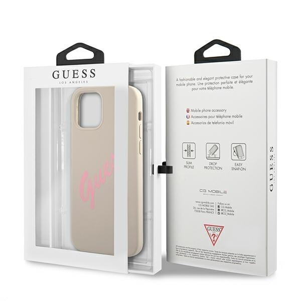 Калъф Guess Apple iPhone 12 Pro Max Vintage Pink Script Сив