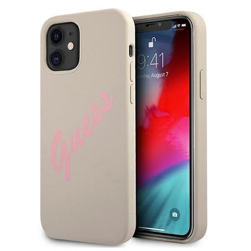 Калъф Guess Vintage Pink Script за Apple iPhone 12 mini Grey