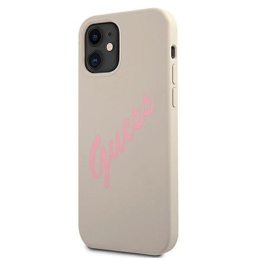 Калъф Guess Vintage Pink Script за Apple iPhone 12 mini Grey