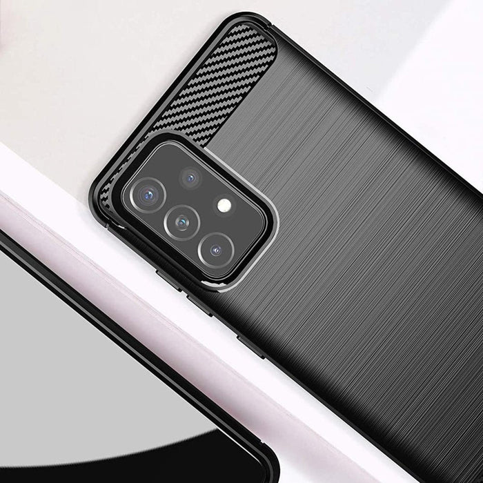 Калъф за телефон Carbon Flexible Cover TPU за Samsung Galaxy A72 4G, черен