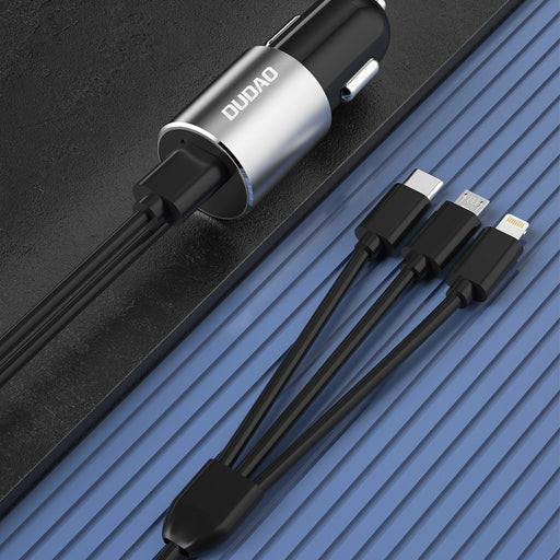 3в1 USB зарядно за кола Lightning/USB Type