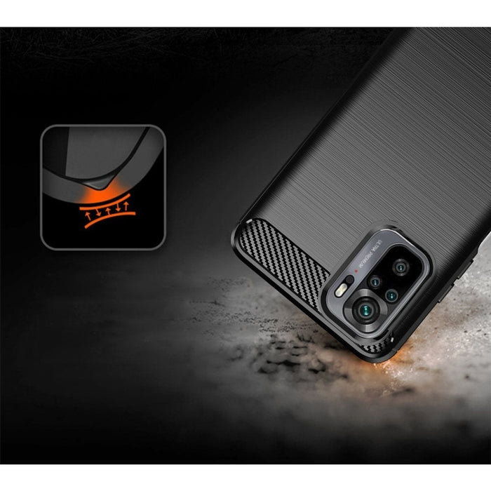 Калъф за телефон Carbon Flexible Cover TPU за Xiaomi Redmi Note 10/Redmi Note 10S, черен