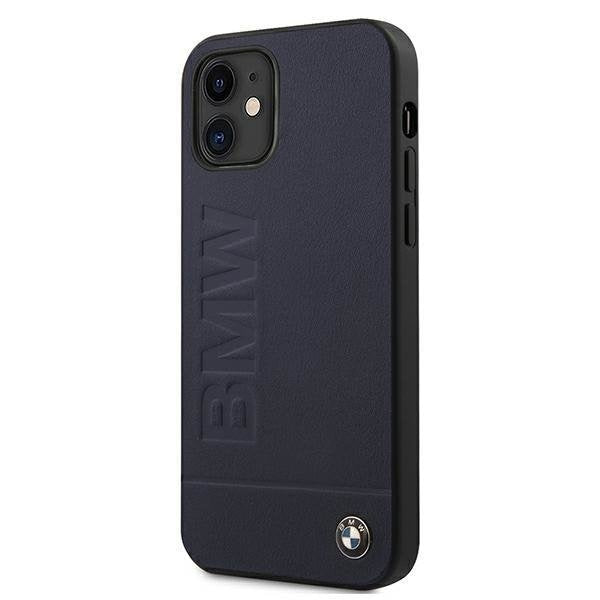 Предпазен калъф BMW BMHCP12SSLLNA Leather Hot Stamp за iPhone 12 Mini, Navy
